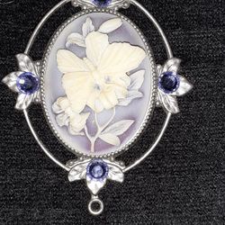 Beautiful Pin/Necklace With Blue Stones 