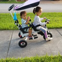 Tricycle Stroller Kids Trike Bike Double