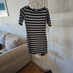 Stripped Black And Grey Dress