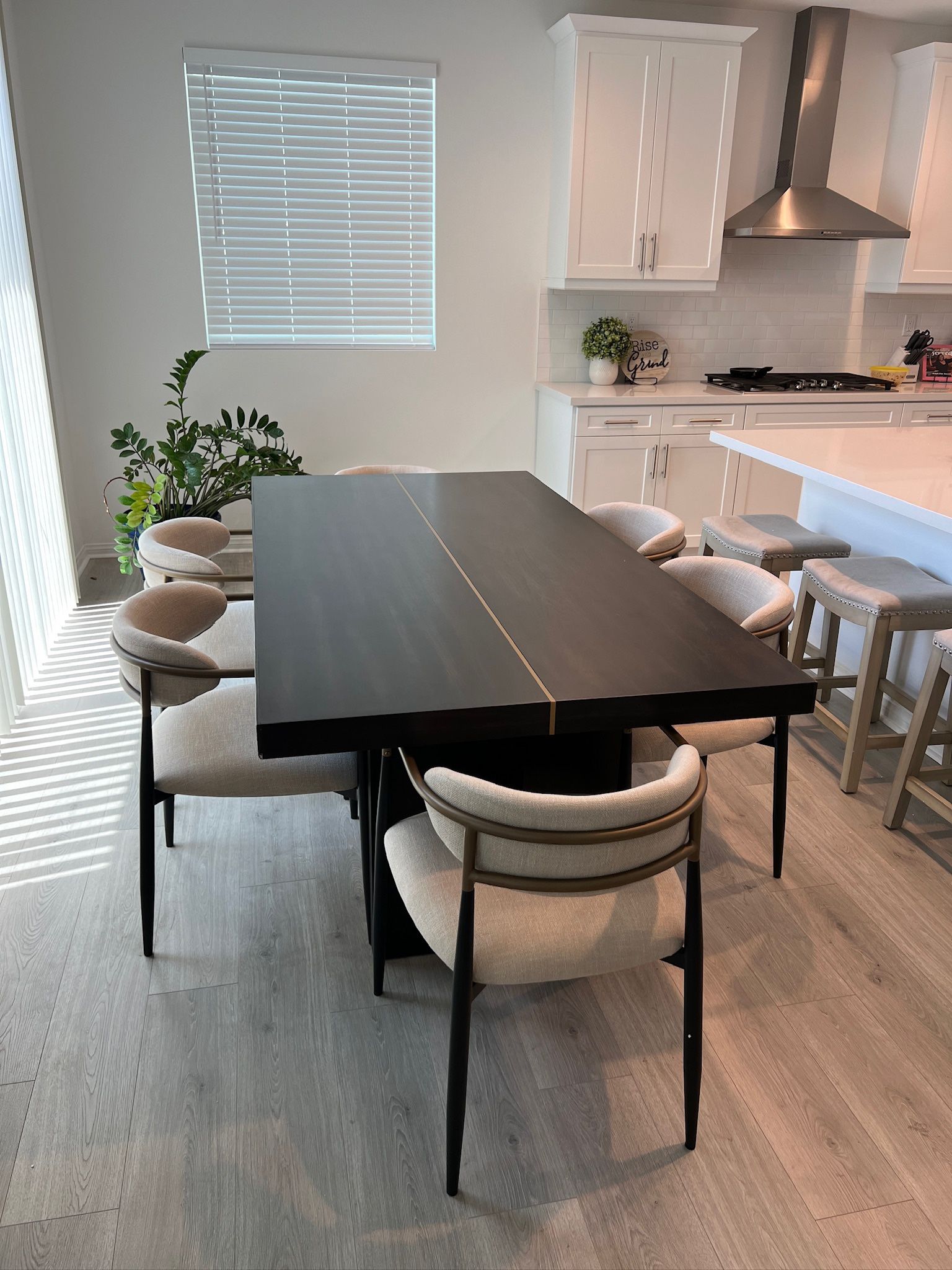 Arhaus Inspired Dining Table Set 7pc - Arhaus Jagger Dupe Dining Chairs -Michaela Dupe Dining Table