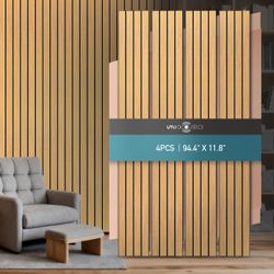 4 Pcs 94.4 X 11.8 Inches Acoustic Panel, Decorative Sound Absorbing Wall Panel For Office