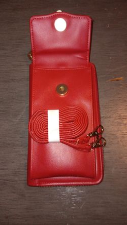 Red Crossbody Phone Wallet with Strap