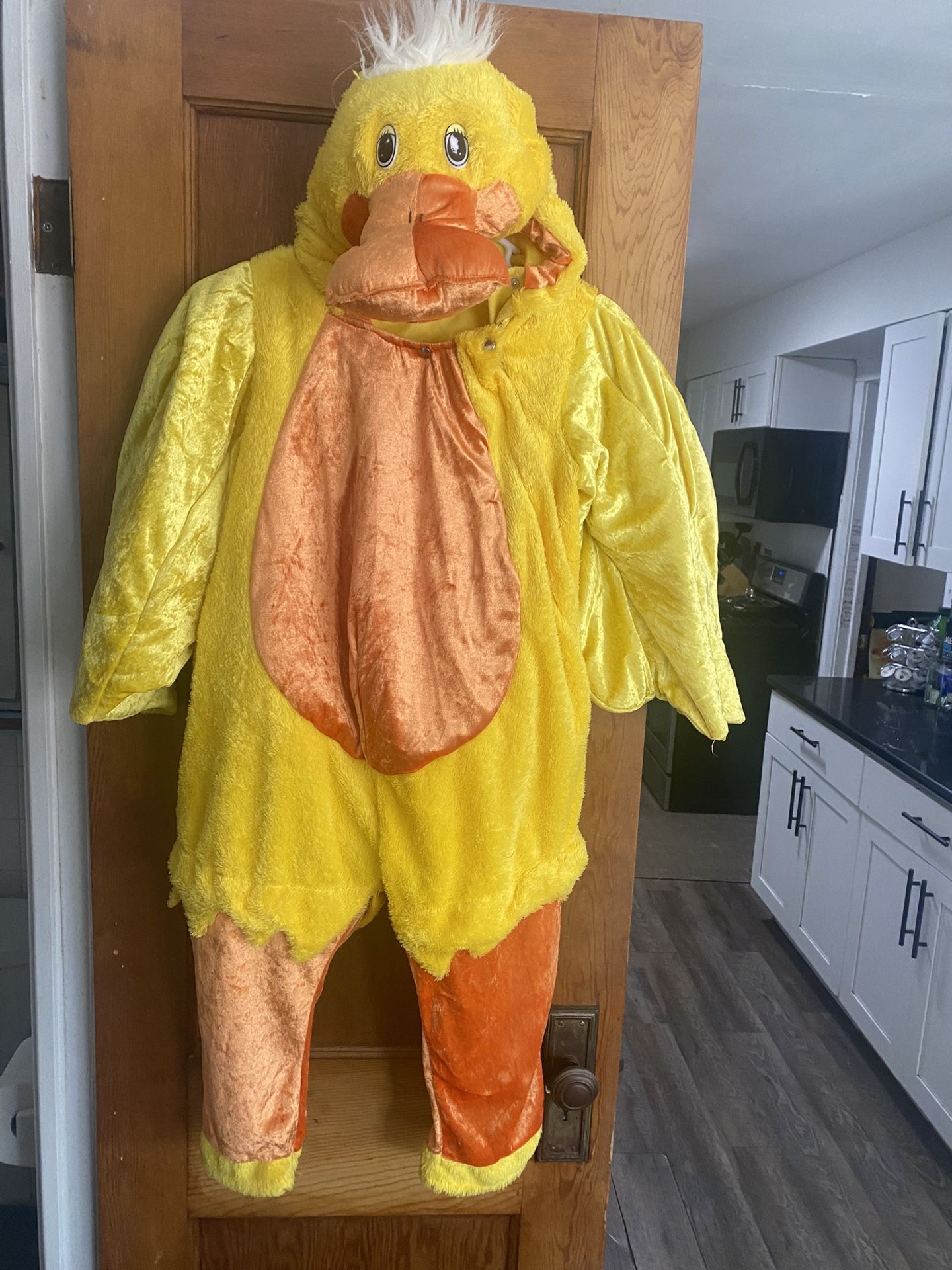 Kids Halloween Yellow Duck Costume with Hoodie Soft Plush Size L