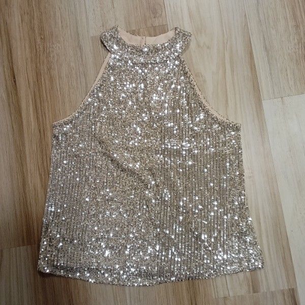 Love On A Hanger Silver Sequin Top Size M