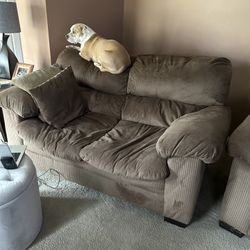 Brown Fabric Sofa Set