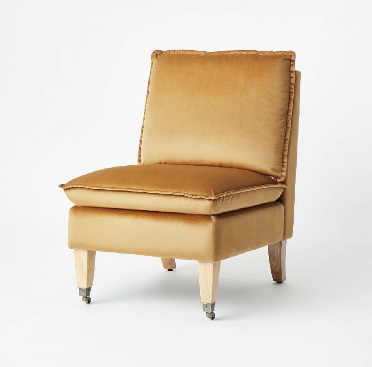 Talbert Pillow Top Slipper Chair with Casters Mustard Velvet (KD) - Threshold™ designed with Studio McGee