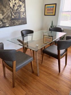 Glass Top Dining Table with 4 Chairs
