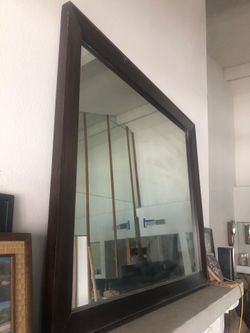 Large Mirror with Wood Frame