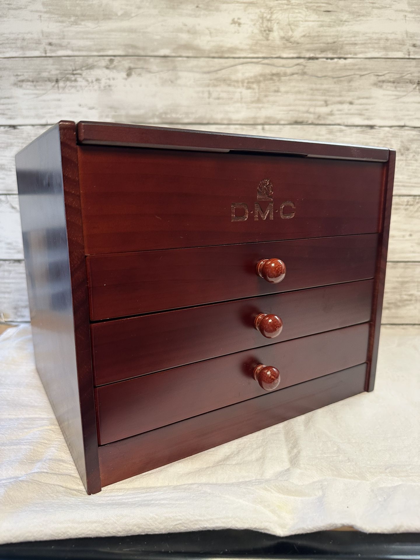 DMC Wooden Embroidery Floss Organizer – 3 Drawer Storage Chest