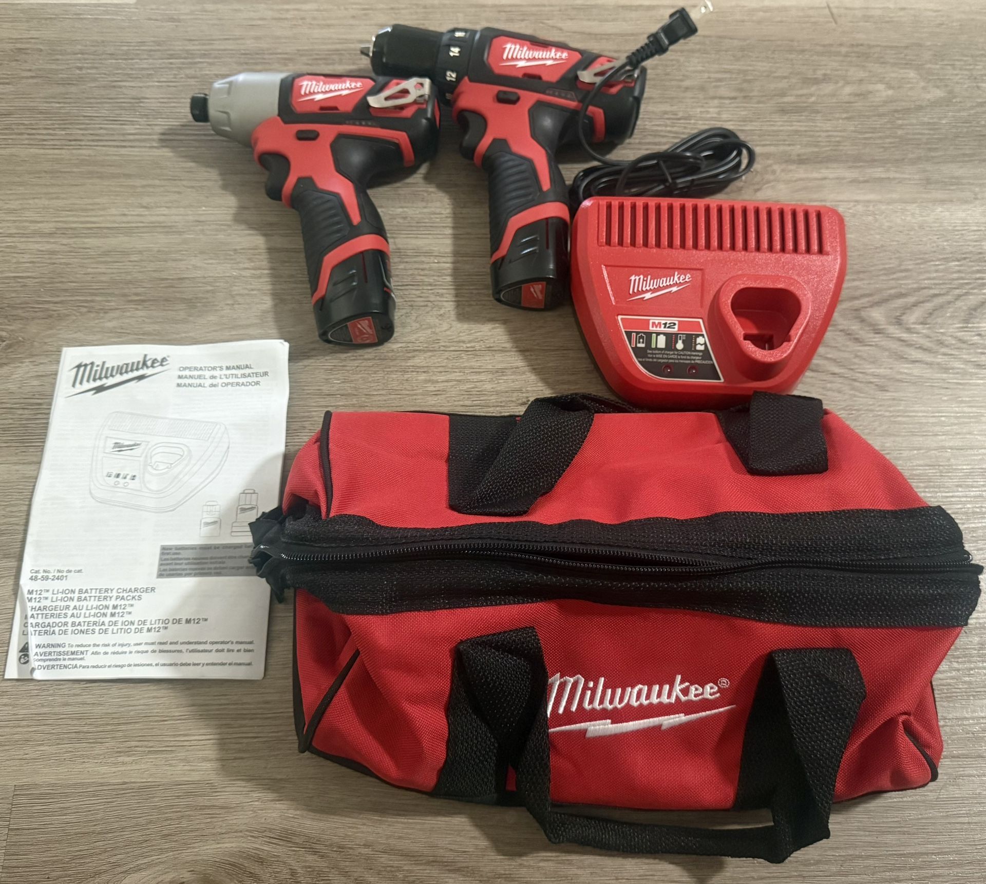 Milwaukee 12V Cordless Drill Driver & Impact Driver With Two Batteries