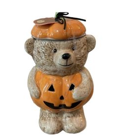 Halloween Bear Shaped Ceramic Cookie Jar