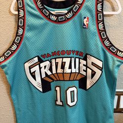 Vancouver Grizzlies Mike Bibby Mitchell & Ness Turquoise Hardwood Classics Swingman Jersey size L  Basically Brand New