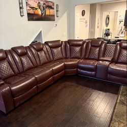 New Reddish Brown Power Reclining Couch