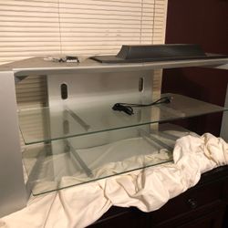 TV Stand with Glass Shelves