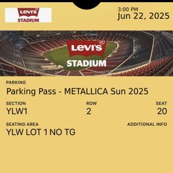 Metallica Concert Parking Pass 