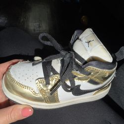 Nike Air Jordan 1 Mid Se TD Metallic Gold/Black-White Size 8 Toddler Shoe