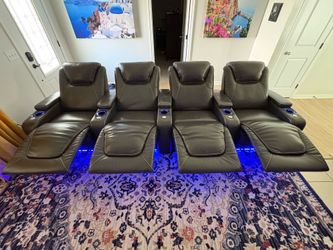 4 Piece Leather Home Theater Recliner Group – Like New Condition