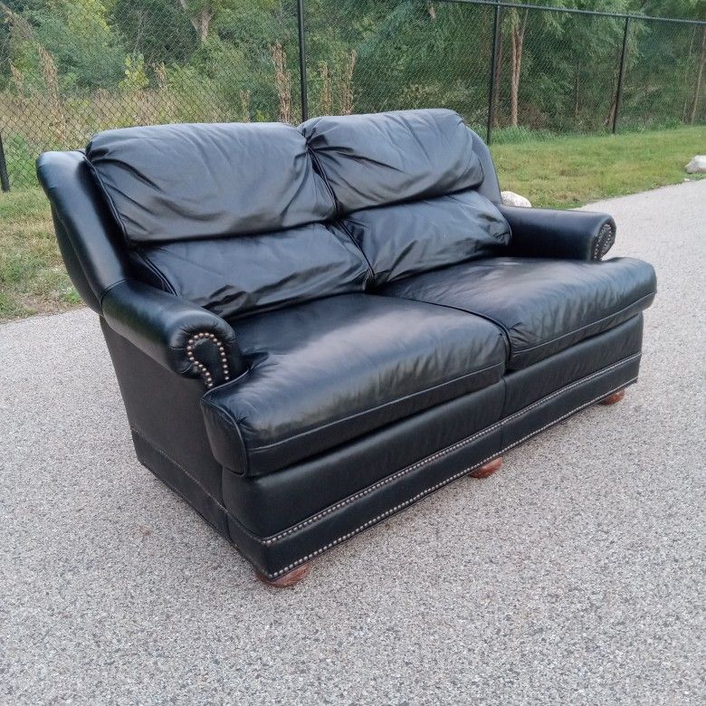 Emerson Top Grain Black Leather Sofa - Free Delivery Today