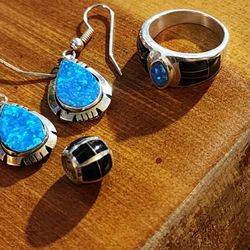 Vintage Blue Fire Opal Set
