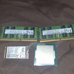 Pc Parts, Intel Core i7 Two 16 GB Ram Sticks 512 GB SSD.