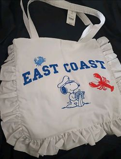 East Coast Snoopy Ruffles Tote Bag White Peanuts