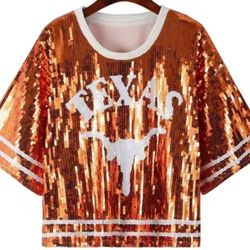 Texas Longhorns Orange Sequined Cropped Jersey, One Size Fits Most