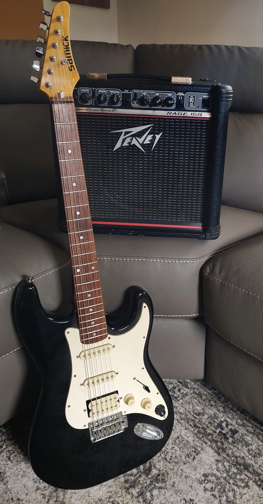 Samick Vintage HSS Strat w/ Peavey Rage Transtube Amp