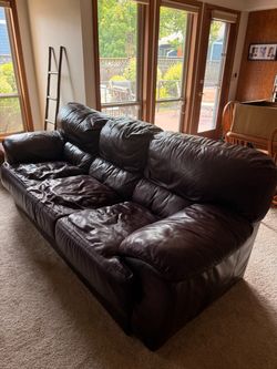 Dark Burgundy Leather Sofa and loveseat