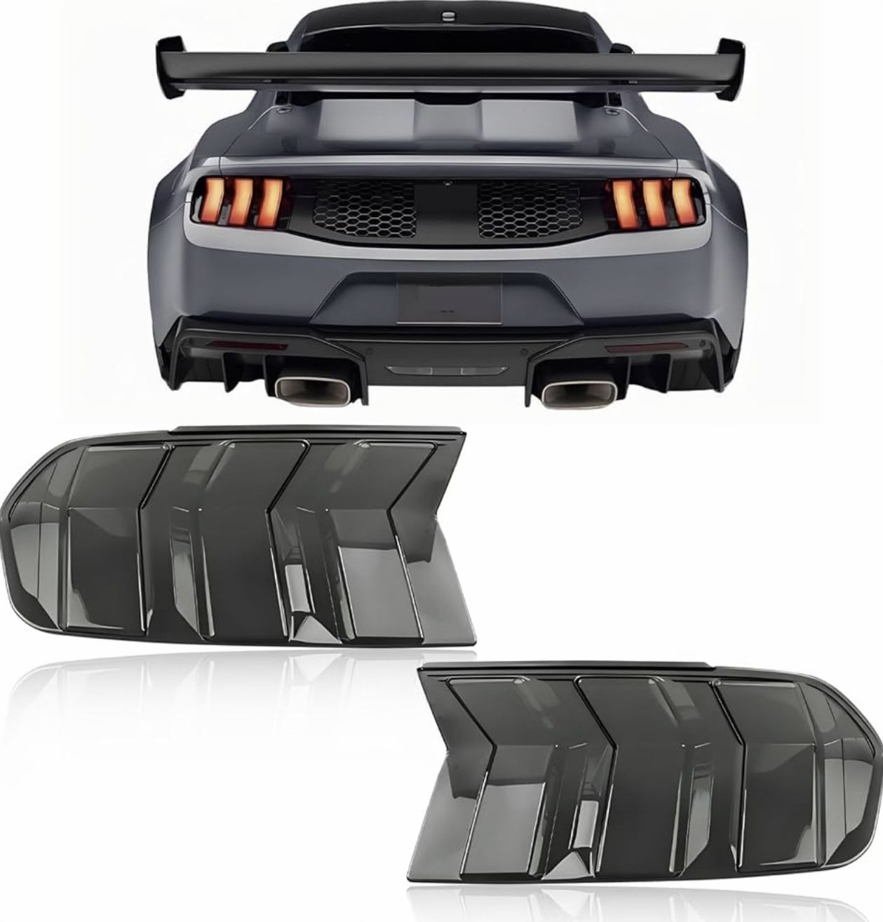 Smoke Black Acrylic Tail Light Covers – 2024-2025 Ford Mustang (All Trims) GTD