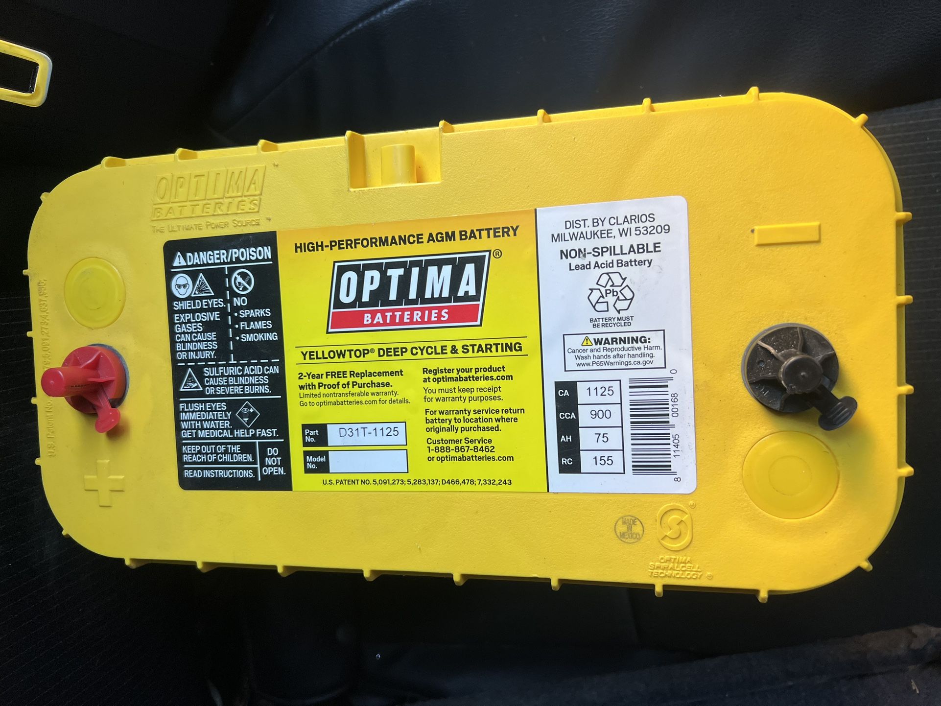 Optima Yellow Top Battery