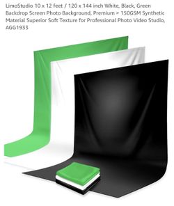 LimoStudio 10 x 12 feet / 120 x 144 inch White, Black, Green Backdrop Screen Photo Background, Premium