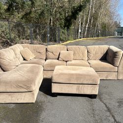 Oversized Brown Sectional with Ottoman Delivery Available