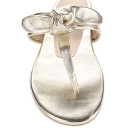 Stuart Weitzman New Leather Gold Flat Sandals Size 8