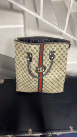 Vintage Gucci Monogram Handbag with signature strip and emblem