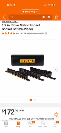 dewalt 1/2 in. Drive Metric Impact Socket Set (26-Piece)