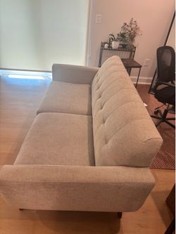 Mid-Century Modern Beige Fabric Sofa