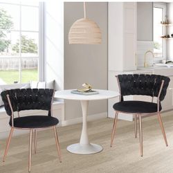 Homebeez Set of 3 Velvet Upholstered Dining Chairs - New In Box