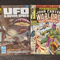 Lot Of 2 Comics UFO & OUTER SPACE 1979 & Marvel John Carter Warlord Of Mars 1978