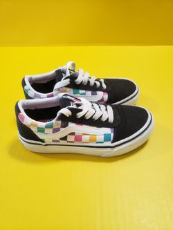 VANS Old Skool Rainbow Checkered Skate Shoes Youth