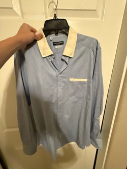 Dolce and Gabbana Gold Light Blue Dress Shirt