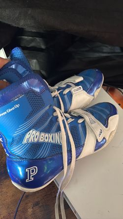 Pro Boxing Blue and White Boxing Shoes