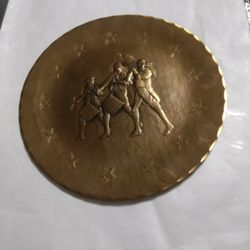 Bronze American Plate Of The 13 Colony 9 5/8  Round  Handmade Bronze Bye Nataly Used