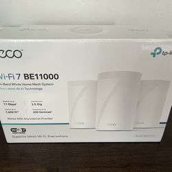 NEW TP-Link - Deco BE11000 Multi-Gig Whole Home Mesh Wi-Fi 7 System (3-Pack) - White