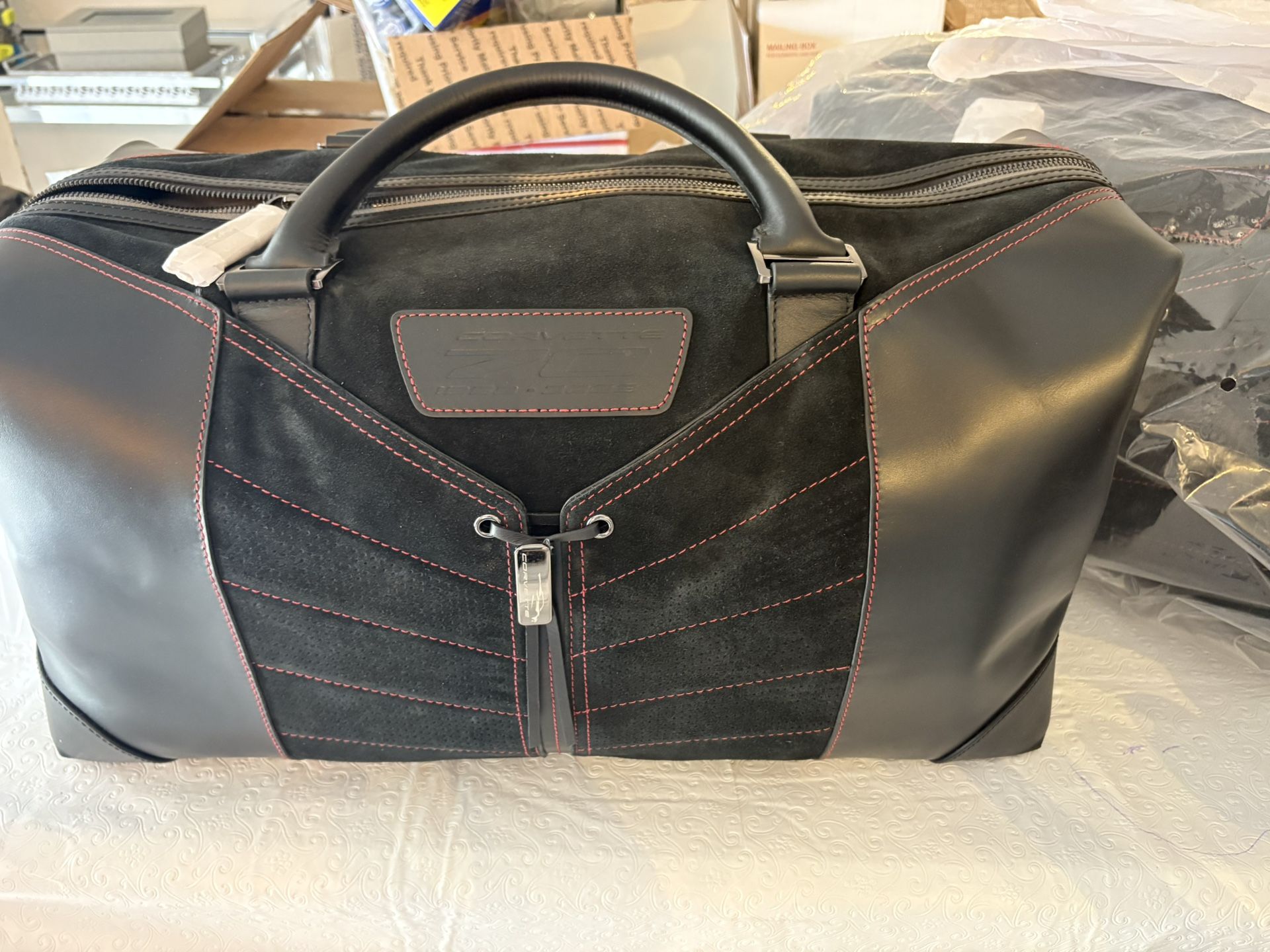 New 20-23 Corvette C8 2 Piece Premium Leather 70th Anniversary Travel Bags