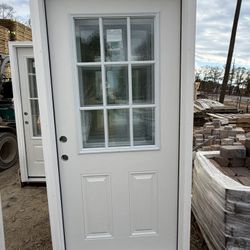 Prehung 9 Lite Half Glass Exterior Fiberglass Doors 