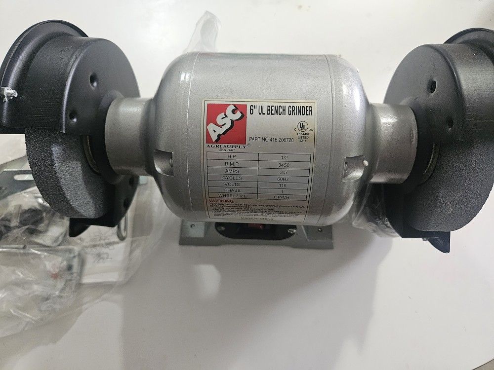 (NEW) 6" Bench Grinder With Pedestal Stand