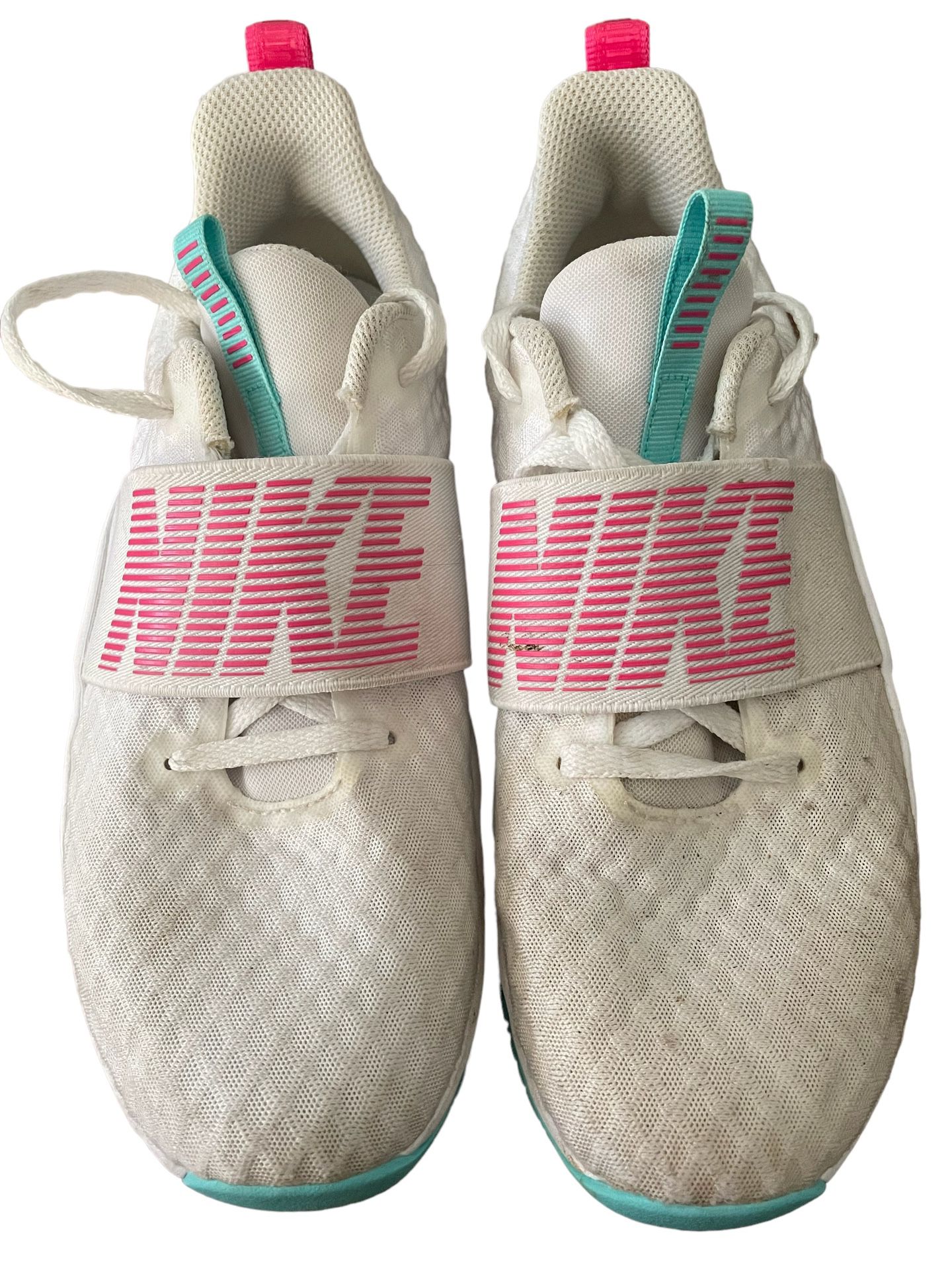 Nike Women’s 7.5 Renew In-Season Training Shoe • White Pink Aurora Green • GUC