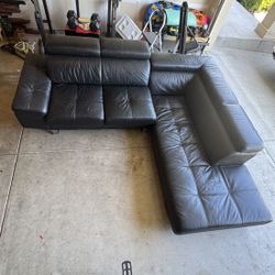 Black Leather Sectional 