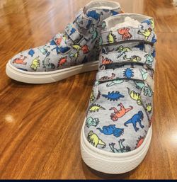 New Boys Dinosaur High Top Sneakers Shoes Size 4