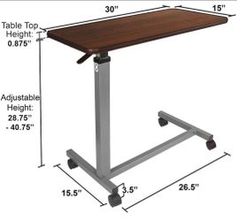 Medical Over The Bed Adjustable Table with Wheel